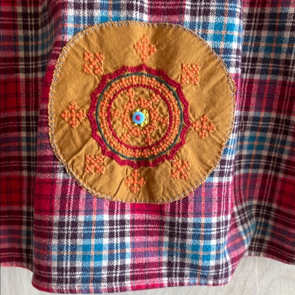 Woolrich Shirt Cotton Plaid Embroidered Boho Women’s Sz: L-XL - Picture 11 of 14